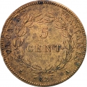 5 Centimes 1825-1830, KM# 10, French Colonies, Charles X