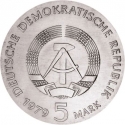 5 Mark 1979, KM# 72, Germany, Democratic Republic (DDR), 100th Anniversary of Birth of Albert Einstein