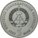 5 Mark 1989, KM# 129, Germany, Democratic Republic (DDR), 500th Anniversary of Birth of Thomas Müntzer, Katharinenkirche in Zwickau