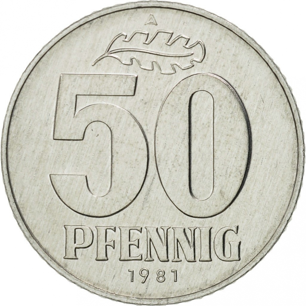 50 Pfennig 1958-1990, KM# 12, Germany, Democratic Republic (DDR)
