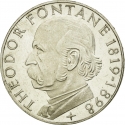 5 Deutsche Mark 1969, KM# 125, Germany, Federal Republic, 150th Anniversary of Birth of Theodor Fontane