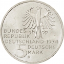 5 Deutsche Mark 1974, KM# 139, Germany, Federal Republic, 250th Anniversary of Birth of Immanuel Kant