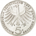 5 Deutsche Mark 1975, KM# 143, Germany, Federal Republic, 100th Anniversary of Birth of Albert Schweitzer