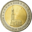 2 Euro 2008, KM# 261, Germany, Federal Republic, German Federal States, Hamburg