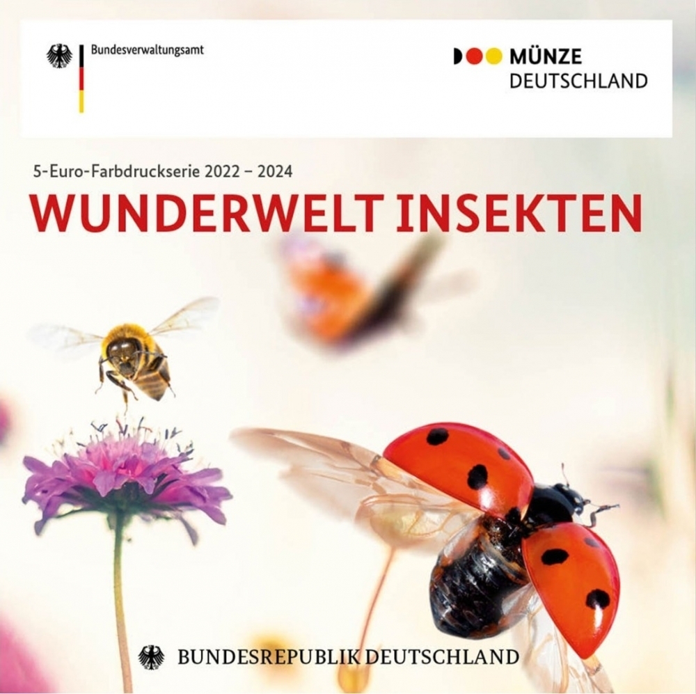 5 Euro 2023, Germany, Federal Republic, Wonderful World of Insects, Red Mason Bee, Scrapbook