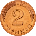 2 Pfennig 1967-2001, KM# 106a, Germany, Federal Republic