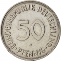 50 Pfennig 1950-2001, KM# 109, Germany, Federal Republic