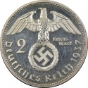 2 Reichsmark 1936-1939, KM# 93, Germany, Nazi (Third Reich)