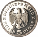 5 Reichsmark 1935-1936, KM# 86, Germany, Nazi (Third Reich)