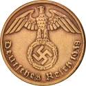1 Reichspfennig 1936-1940, KM# 89, Germany, Nazi (Third Reich)