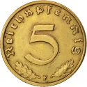 5 Reichspfennig 1936-1939, KM# 91, Germany, Nazi (Third Reich)