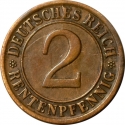 2 Rentenpfennig 1923-1924, KM# 31, Germany, Weimar Republic