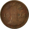 2 Rentenpfennig 1923-1924, KM# 31, Germany, Weimar Republic