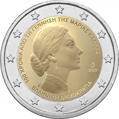 2 Euro 2023, Greece, 100th Anniversary of Birth of Maria Callas