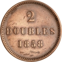 2 Doubles 1858, KM# 4, Guernsey