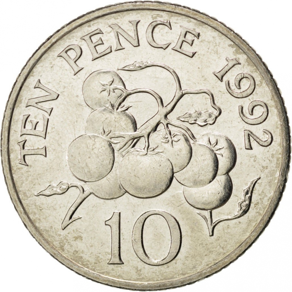 10 Pence 1992-1997, KM# 43.2, Guernsey, Elizabeth II