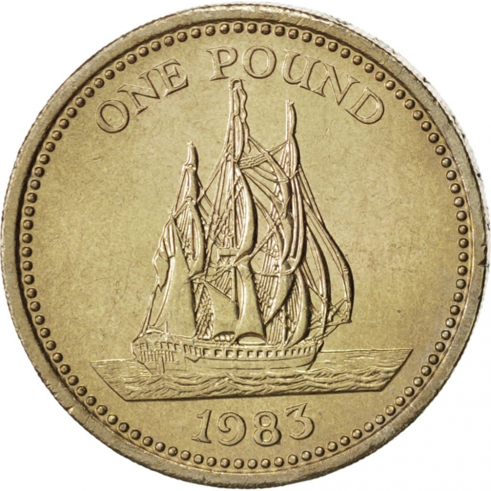 Guernsey 1983 Pound Coin 1 Pound Coin Sailing Ship