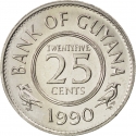 25 Cents 1967-1992, KM# 34, Guyana
