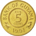 5 Cents 1967-1992, KM# 32, Guyana