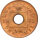 1 Mil 1863-1865, KM# 1, Hong Kong, Victoria