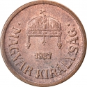 2 Fillér 1926-1940, KM# 506, Hungary, Miklós Horthy