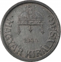 2 Fillér 1943-1944, KM# 519, Hungary, Miklós Horthy