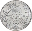 100 Forint 1990, KM# 678, Hungary, 150th Anniversary of the First Savings Bank