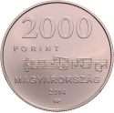 2000 Forint 2014, KM# 874, Hungary, Eurostar - European Composers, 200th Anniversary of Birth of Béni Egressy