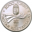 2000 Forint 1996, KM# 717, Hungary, 50th Anniversary of Forint