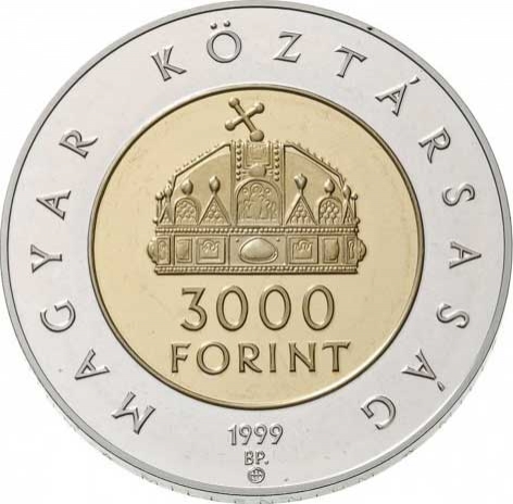 3000 Forint 1999, KM# 741, Hungary, 1000th Anniversary of the Hungarian Kingdom