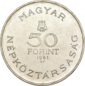 50 Forint 1961, KM# 561, Hungary, 80th Anniversary of Birth of Béla Bartók