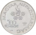 500 Forint 1984, KM# 641, Hungary, Sarajevo 1984 Winter Olympics, Cross Country Skiers