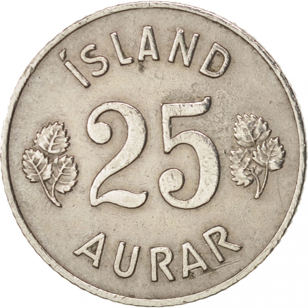25 Aurar 1946-1967, KM# 11, Iceland