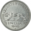 1/4 Rupee 1946-1947, KM# 548, India, British (British Raj), George VI
