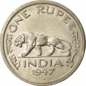1 Rupee 1947, KM# 559, India, British (British Raj), George VI