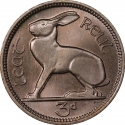 3 Pence 1942-1968, KM# 12a, Ireland