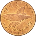 1/2 Penny 1977, KM# 40, Isle of Man, Elizabeth II, Food and Agriculture Organization (FAO), Food For All