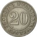 20 Centesimi 1894-1895, KM# 28.1, Italy, Umberto I