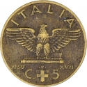 5 Centesimi 1939-1943, KM# 73a, Italy, Victor Emmanuel III