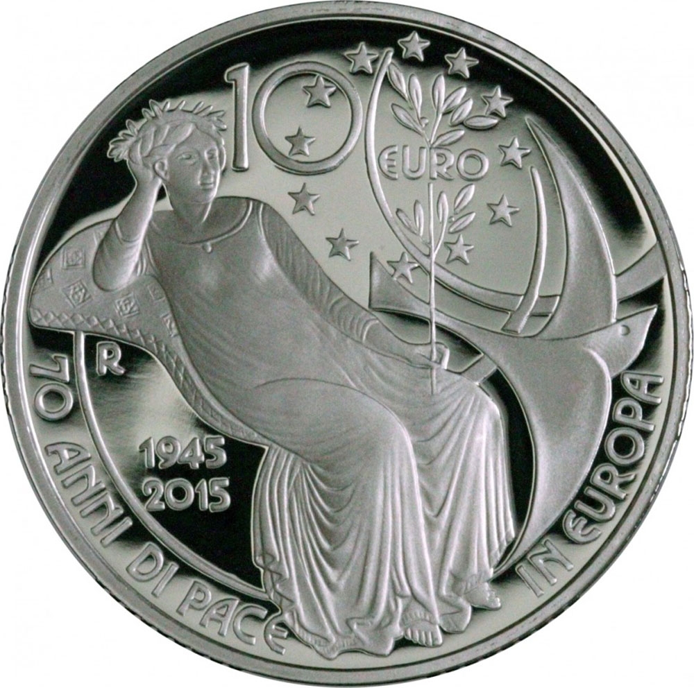 10 Euro 2015, KM# 387, Italy, Eurostar - Anniversary of the UN, 70 Years of Peace in Europe