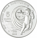 5 Euro 2008, KM# 304, Italy, 60th Anniversary of Constitution of the Italian Republic