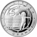 5 Euro 2018, KM# 418, Italy, 70th Anniversary of the Constitution of Italy