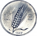 2 Lire 1946-1950, KM# 88, Italy
