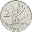 2 Lire 1953-2001, KM# 94, Italy