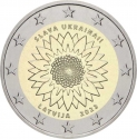 2 Euro 2023, KM# 225, Latvia, European Solidarity, Ukrainian Sunflower