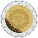 2 Euro 2023, KM# 225, Latvia, European Solidarity, Ukrainian Sunflower