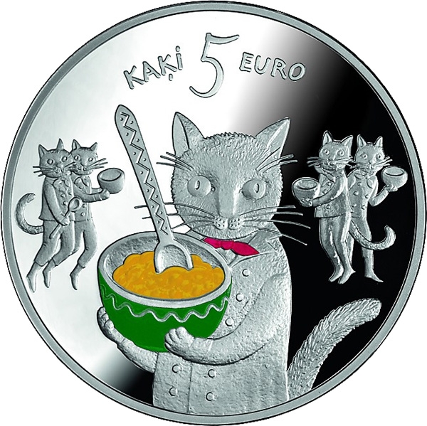 5 Euro 2015, Latvia, Fairy Tales, Five Cats, Reverse