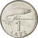 1 Lats 1992-2008, KM# 12, Latvia, Salmon