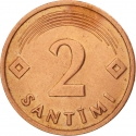 2 Santimi 1992-2009, KM# 21, Latvia