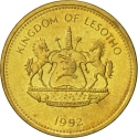 2 Lisente 1992, KM# 55, Lesotho, Letsie III